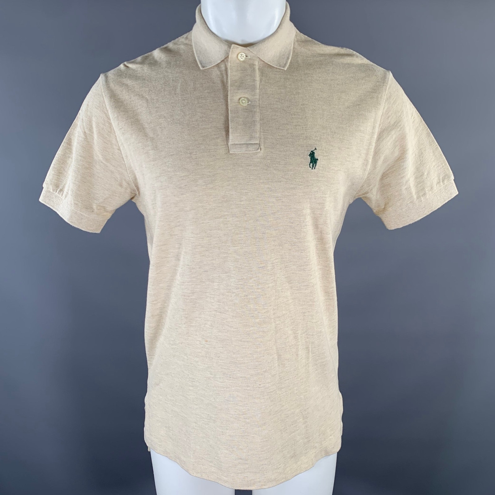 Ralph Lauren Size S Khaki Logo Cotton Ribbed Polo